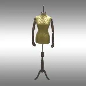 Kapitone Kumaş Bayan Terzi Mankeni Ahşap Kollu Gold