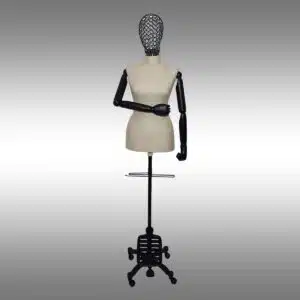 Bayan Terzi Mankeni Ahşap Kollu Tel Kafalı Tekerlekli Ayak