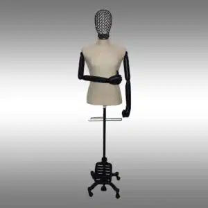 Erkek Terzi Mankeni Ahşap Kollu Tel Kafalı Tekerlekli Ayak